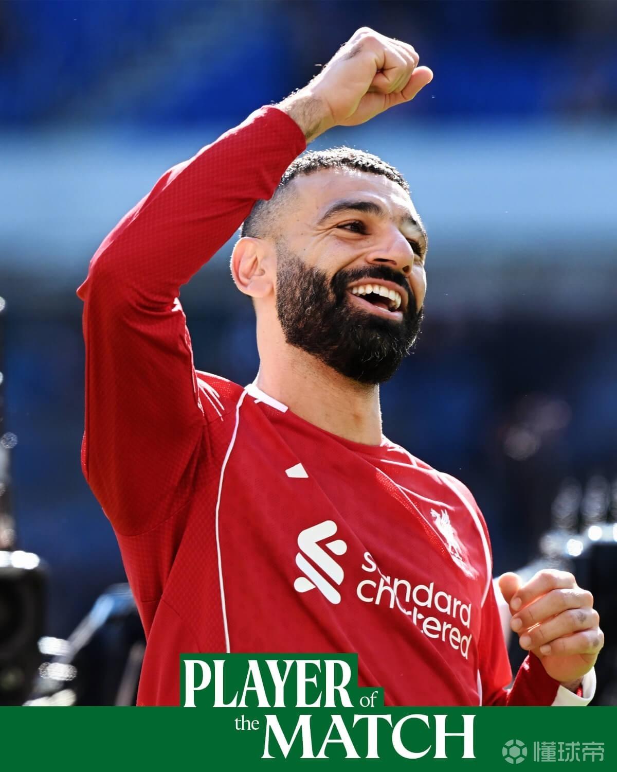 利物浦官方：萨拉赫当选默西塞德德比队内最佳球员